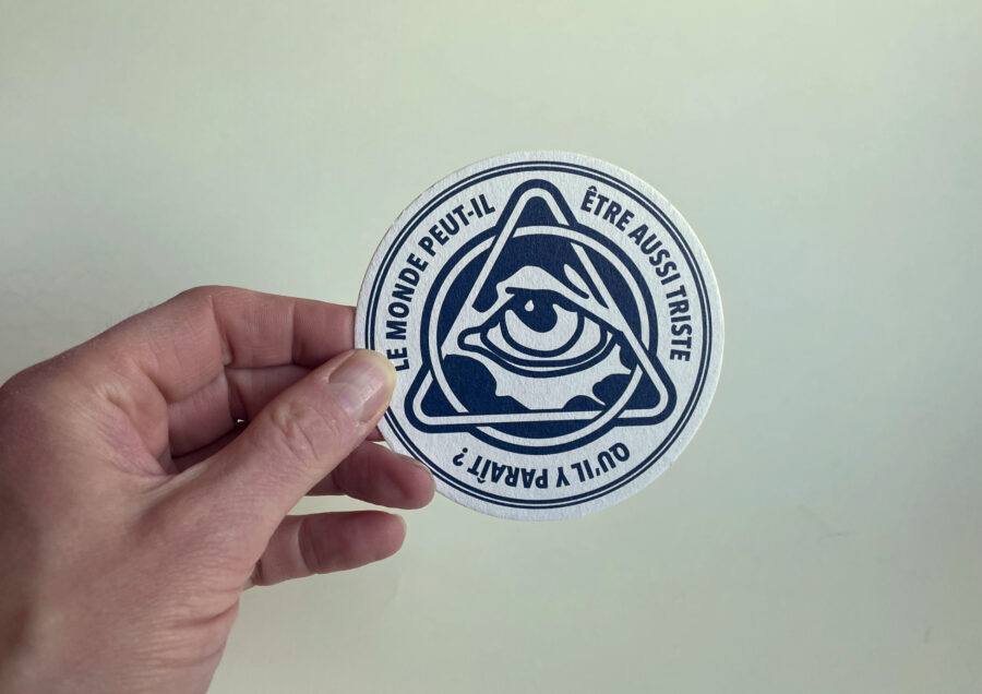 Geprint bierviltje, op zwaar karton